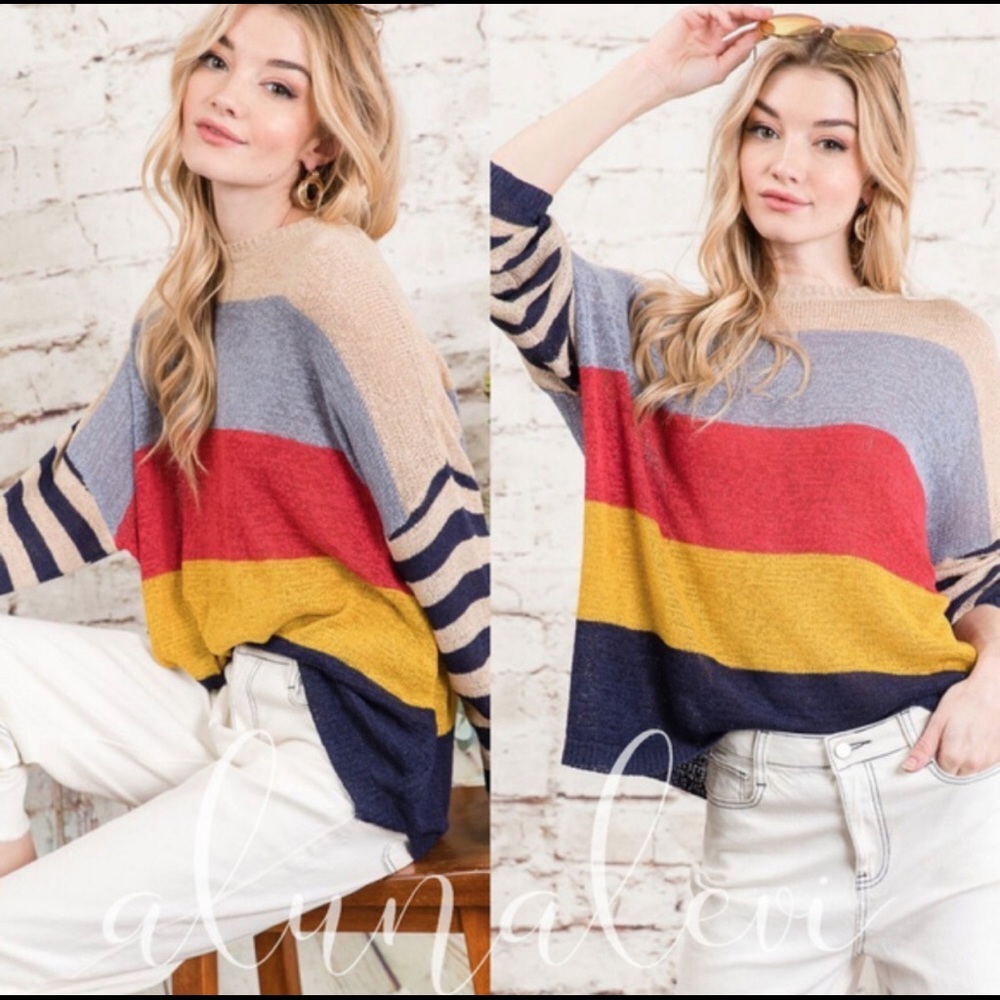 Vivid Color block sweater/top!